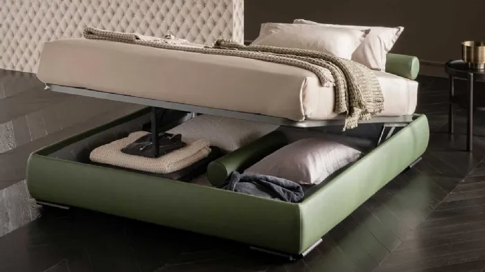 Il contenitore del letto Soul by Altrenotti ha un pratico fondo removibile, in tessuto antimacchia e idrorepellente