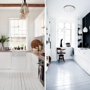 Bianco + bianco in stile nordico ma anche black & white per una cucina di tendenza