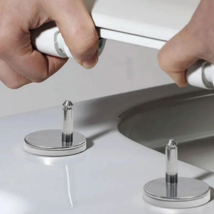 K di montaggio cerniere per sedile WC con vi e bulloni, set di ricambio in plastica con rondelle per sedile WC  13