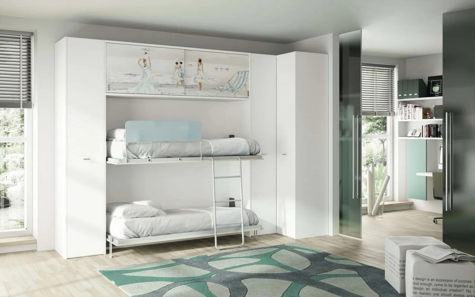 Letto a scomparsa con scrivania: libreria con scrivania a ...
