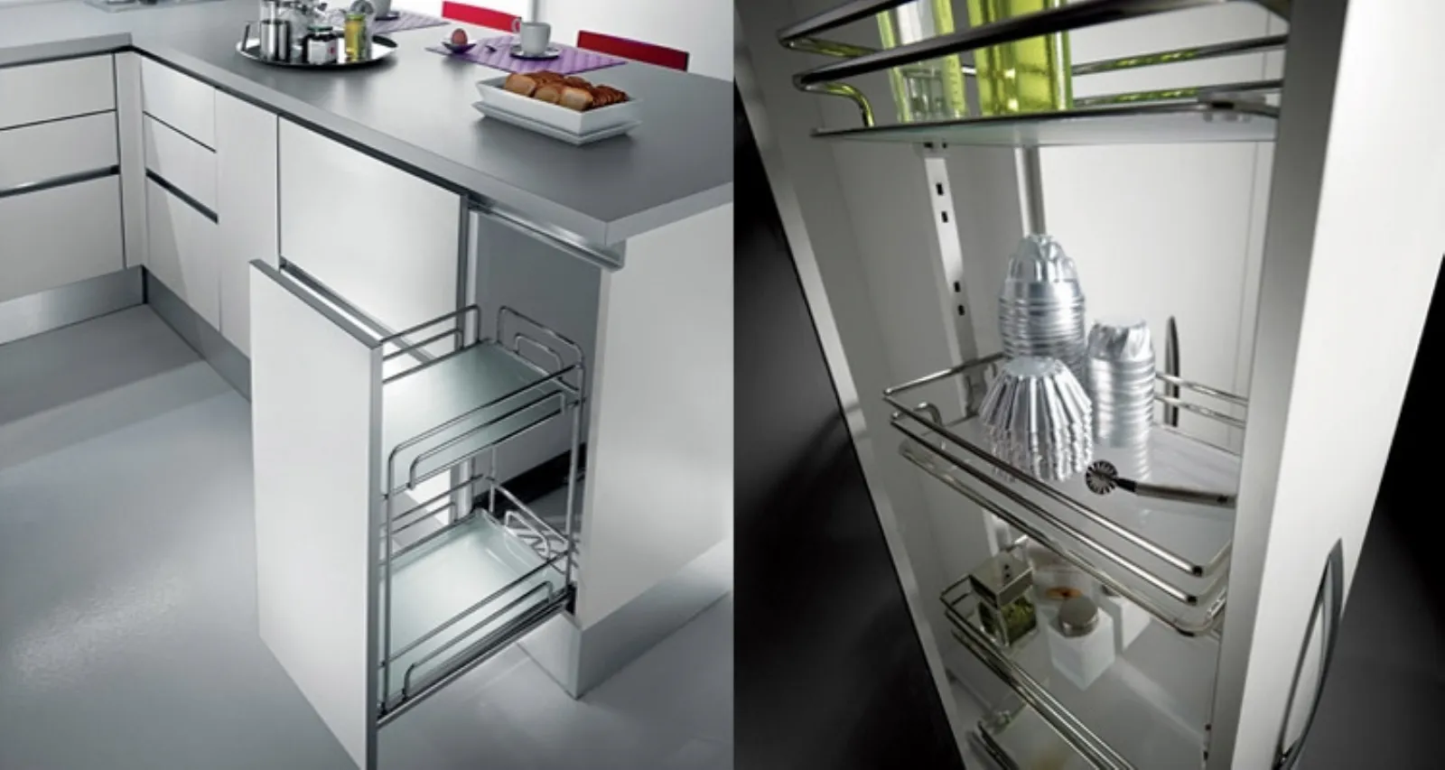 Cassetti cucina, tutto organizzato al meglio attrezzature interne Colonna dispensa cucina estraibile