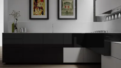 I volumi essenziali della cucina Artematica Pigmentus di Valcucine