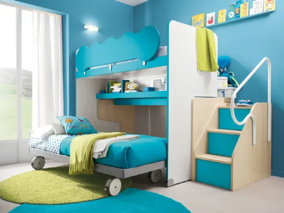 Letto a castello scorrevole per due