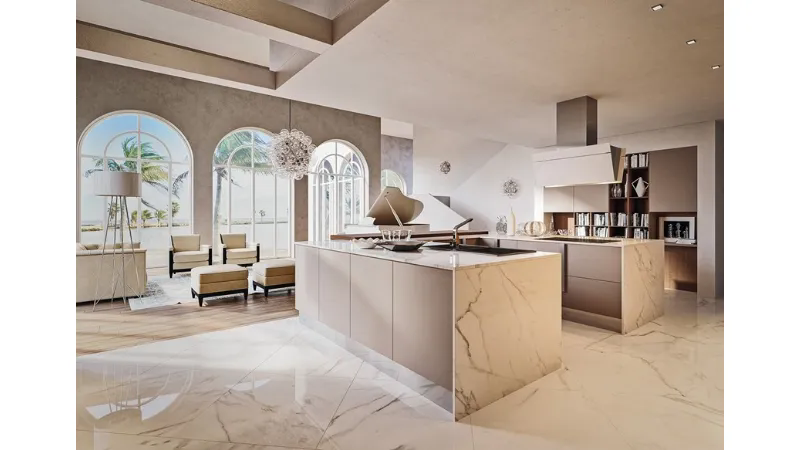Top cucina in marmo bianco