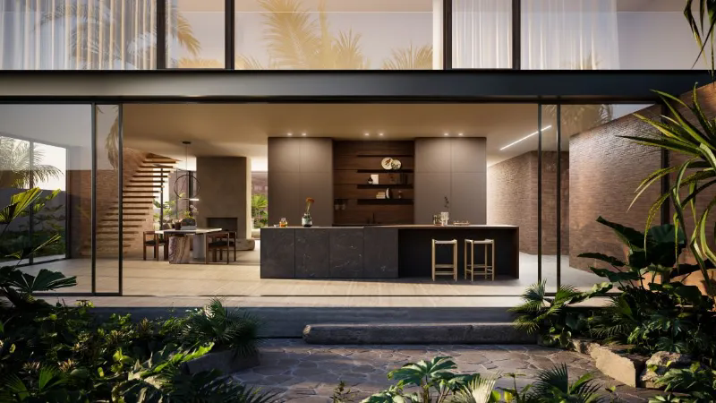 Ampie distanze nella cucina modulare All-arounD di Doimo Cucine