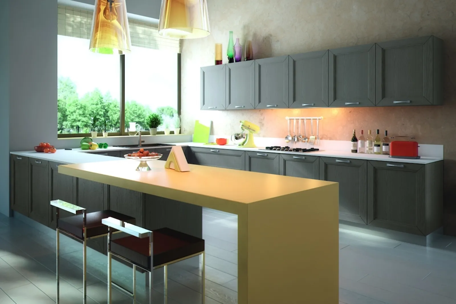 Cucine con bancone, alternative e conviviali cucine moderne Tavolo lavoro cucina attrezzato