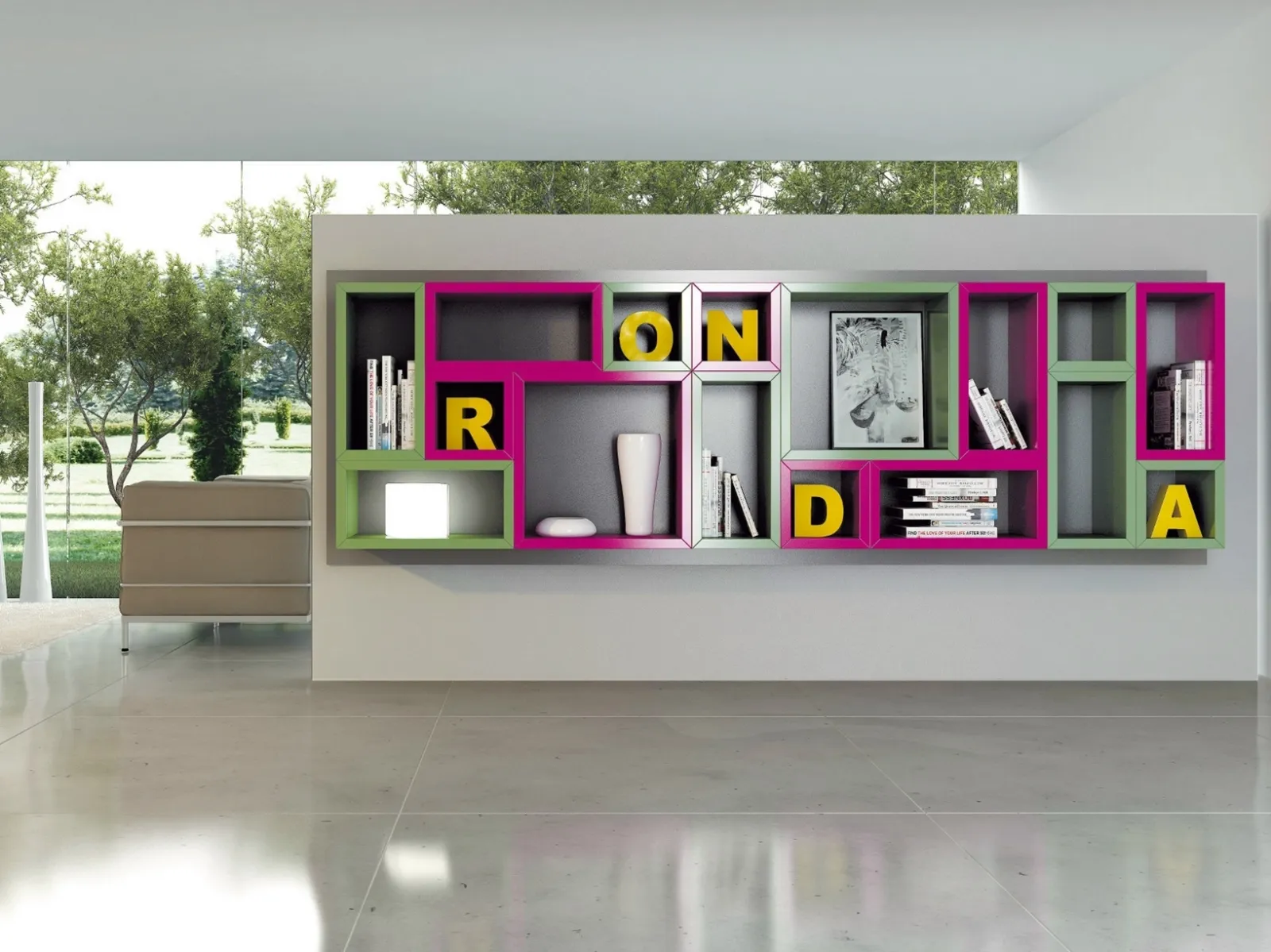 Il mobile libreria liber 0 di ronda design mobili soggiorno Libreria soggiorno design