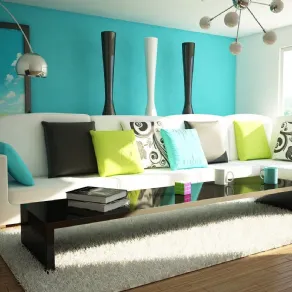 Living room impreziosita dalle tonalità dei tessuti