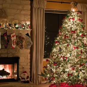 Albero di Natale riccamente illuminato