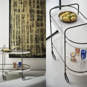 Tavolino Chic di Bontempi con ruote, struttura in metallo, piano in Supermarmo