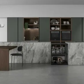 Cucina Aspen 002 di Doimo Cucine con ante in Fenix Verde Comodoro