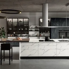 Cucina Mia di Aran con ante in laminato effetto marmo