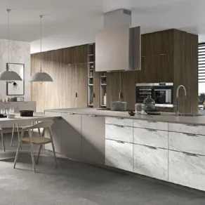 Ante in laminato effetto legno per la cucina Spring Pro di Dibiesse 