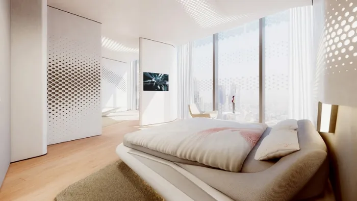 Camera da letto / Opus Office Tower  © Zaha Hadid Architects