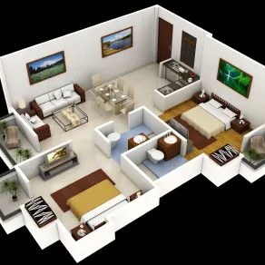 render 3d arredamento living moderno