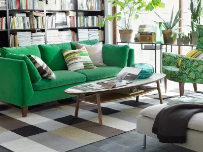 living Ikea con divano STOCKHOLM verde