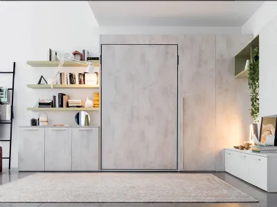 Parete per soggiorno con letto a scomparsa ad apertura verticale im20_03 di Clever