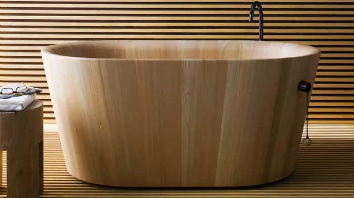 Vasca da bagno ovale in larice OFURO By Rapsel