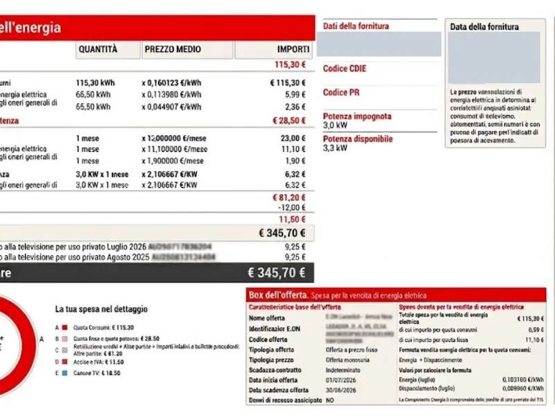 Scontrino dell’energia