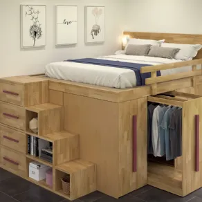 Cabina armadio sotto il letto, modello Spaziobed di Cinius, con carrelli estraibili