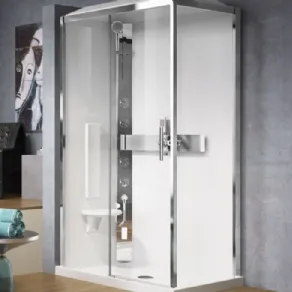Cabina doccia multifunzione con pareti in vetro Glax by Novellini