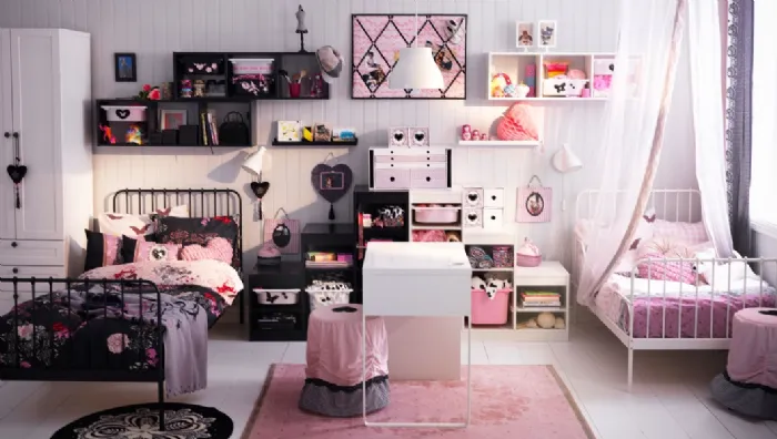 Un allestimento di stanza per ragazze di Ikea