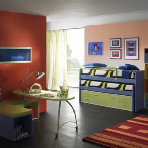 Studio in cameretta azzurro e verde