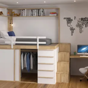 SPAZIO BED-Young è la cameretta con letto a soppalco di Cinius 
