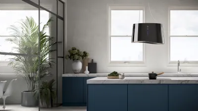 Mare E.ion di Falmec - Cappa aspirante in vetro bianco o nero