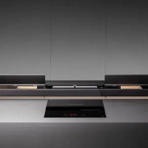 Monolith di Falmec, cappa aspirante con sistema di contenitori per la cucina integrato