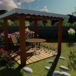 Il gazebo in legno 2,5x2,5 in lamellare a 4 acque Dekalux