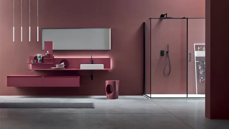 Bagno design essenziale color malva Moov di Arcom