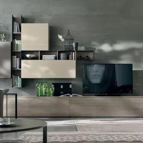 Accostamento living beige e grigio
