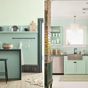 Verde menta per una cucina dall'aria fresca e informale