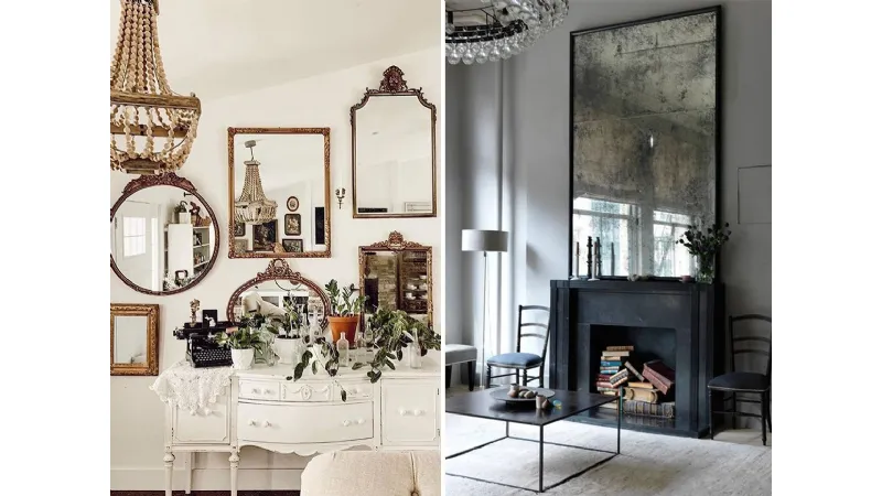 Antichi e decorativi, piccoli o grandissimi, con cornice in ottone e vetro dall'effetto invecchiato.