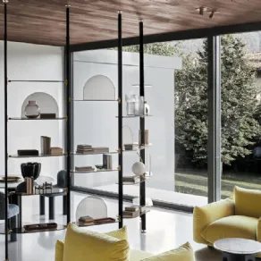 Libreria a giorno divisoria con fissaggio pavimento-soffitto Alba - Arflex