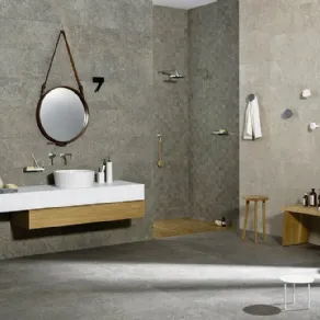 Matericità tra legno e gres per Mystone Gris Fleury by Marazzi