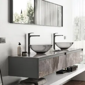 Grigio variegato e lavabo fumé in vetro temperato per +Skin Collection by Artelinea