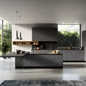 Cucina con piano in Okite®