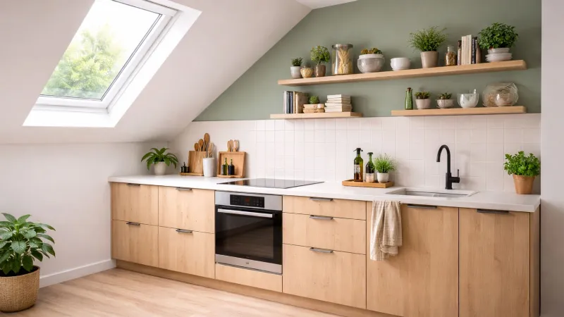 Parete d'accento che attenua la freddezza del bianco