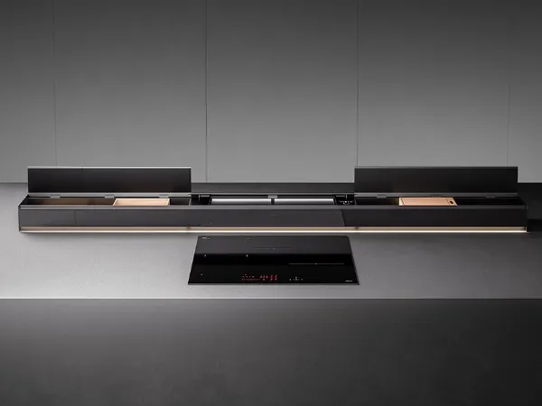 Monolith di Falmec, cappa aspirante con sistema di contenitori per la cucina integrato