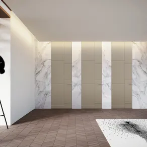 Linea Legno stile con bassorilievo e incisione modello 601 in laccato opaco beige, alta sino al soffitto – collezione Leggera