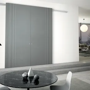 Linea Legno stile con bassorilievo random modello 295 scorrevole 2 ante contrapposte frassino laccato spazzolato cadetto - collezione Scorrevoli Special MINIMAL SOFT
