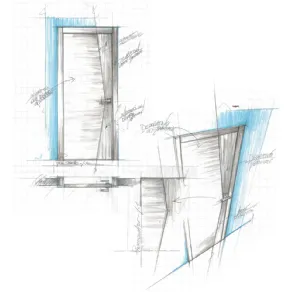 Bozzetto del designer Marcon delle porte Innova