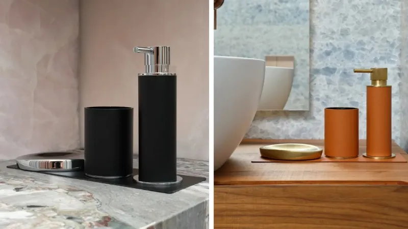Set bagno con portaspazzolino, erogatore e portasapone, serie Linea di ADJ