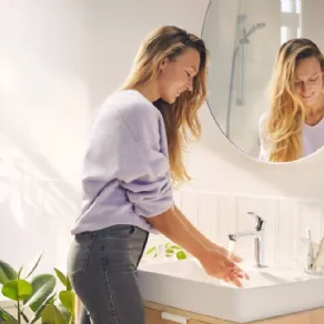 Miscelatore a risparmio idrico Rebris di Hansgrohe
