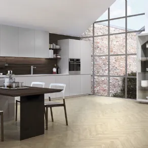 Cucina bianca e legno
