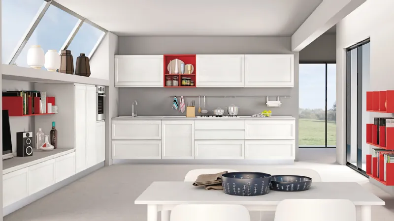 Cucina moderna bianca lineare