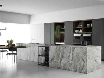 Doimo Cucine, modello Aspen in laminato grigio e marmorizzato