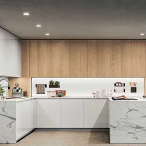 Laminato Hpl che imita il marmo il top del modello di cucina All-ArounD by Doimo